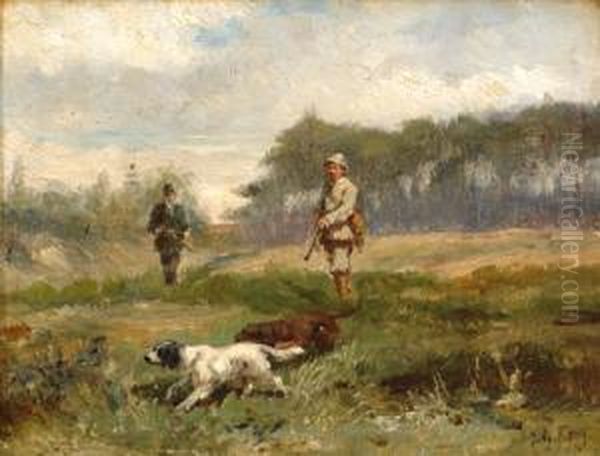 Hunting Scene Oil Painting by Frederick Hulk Johannes