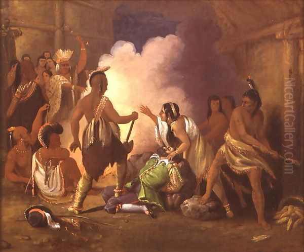 Pocahontas saving the life of Captain John Smith, c.1836-40 Oil Painting by John Gadsby Chapman