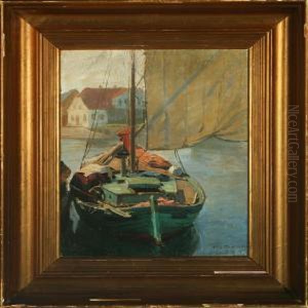 Harbour Scene From Dragor Oil Painting by Axel Johansen