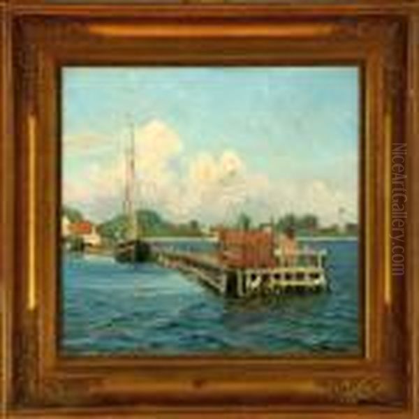 Harbour Scenery From Dragor Oil Painting by Axel Johansen