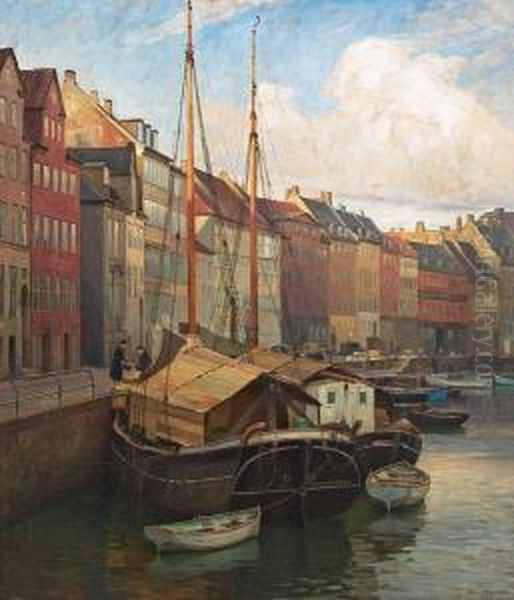 A Sunny Afternoon On Gammelstrand Oil Painting by Axel Johansen