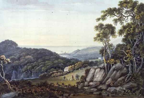 View from the Dargle to Bray, Glen of the Downs, Co. Wicklow, c.1822 Oil Painting by John Henry Campbell