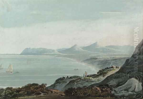 View of Killiney Bay, Bray Head and the mountains of Co. Wicklow from the Hill of Dalkey Oil Painting by John Henry Campbell