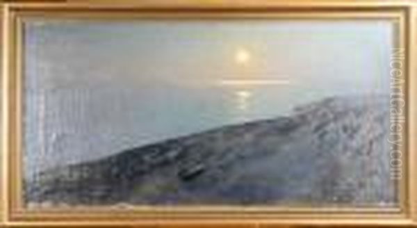 Kustlandskap - Motiv Fran Marstrand, Signerad Oil Painting by Arvid Johansson