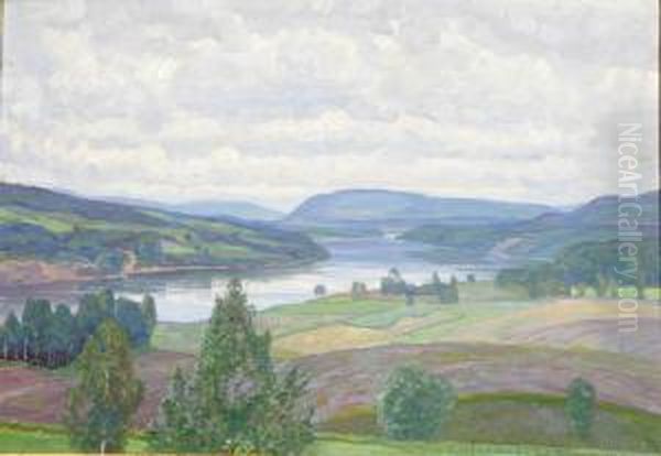 Alvlandskap Oil Painting by Carl August Johansson