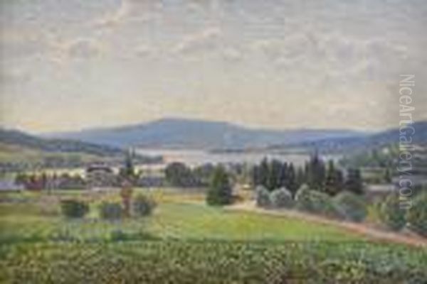 Blanande Berg - Norrlandsk Landskapsvy Oil Painting by Carl August Johansson