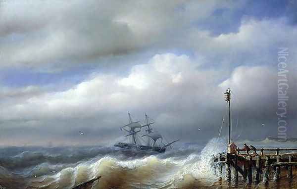 Rough Sea in Stormy Weather, 1846 Oil Painting by Paul-Jean Clays