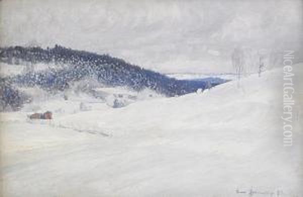 Landskapsvy Fran Medelpad - Vinter Oil Painting by Carl August Johansson