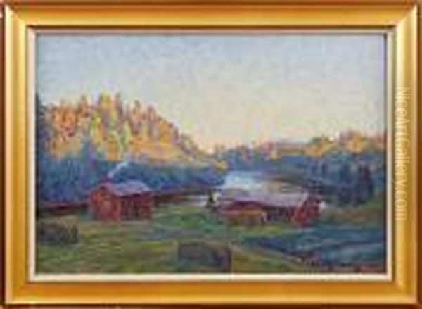 Landskap Oil Painting by Carl August Johansson