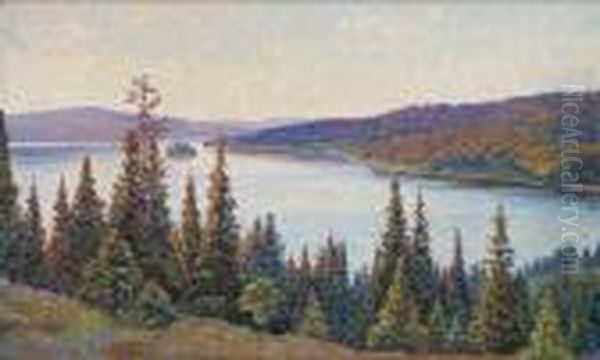 Utsikt Over Alven Oil Painting by Carl August Johansson