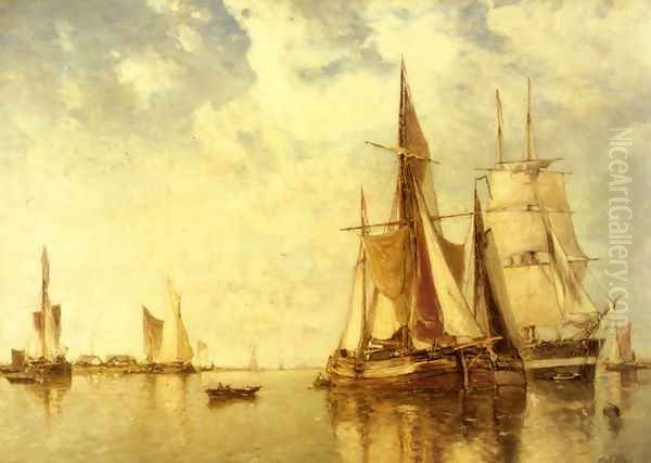 Shipping on the Scheldt Oil Painting by Paul-Jean Clays