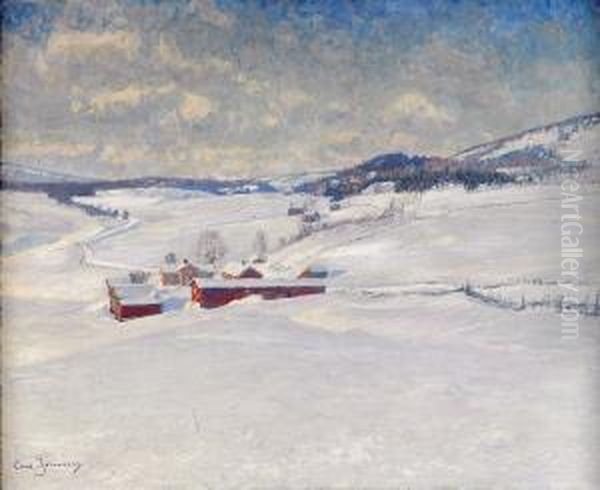 Vinterdag Oil Painting by Carl August Johansson