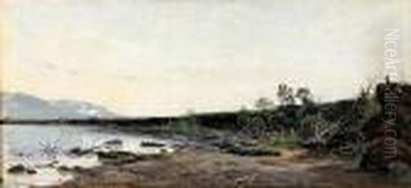 Kargt Fjallandskap Oil Painting by Carl August Johansson