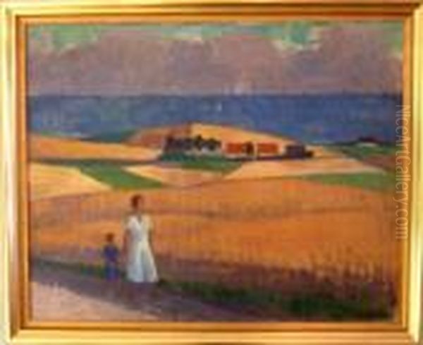 Landskap Fran Glumslovsbackar. Oil Painting by Johan Johansson