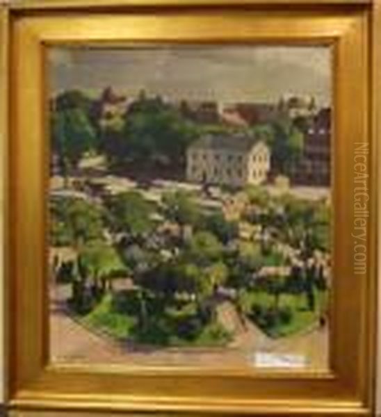 Clemenstorget I Lund. Oil Painting by Johan Johansson