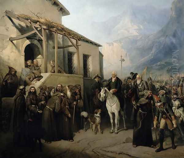 Field-marshal Alexander Suvorov (1729-1800) on the St Gothard summit, 13th September 1799, 1855 Oil Painting by Adolf Jossifowitsch Charlemagne