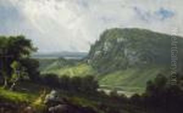 Mountain Vista In Summer Oil Painting by David Johnson