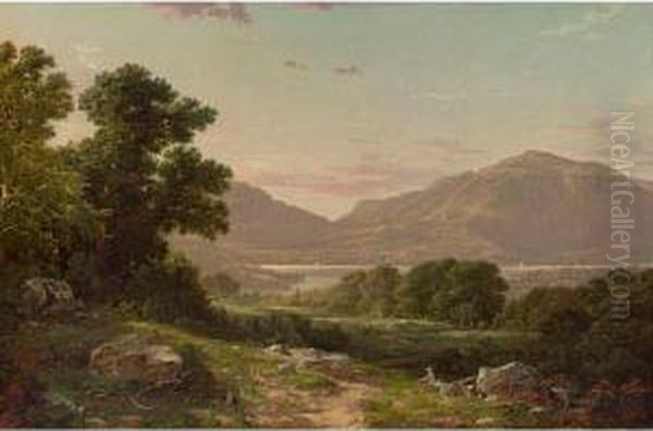 Scene At Cold Spring, Hudson River Oil Painting by David Johnson