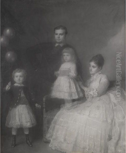 The James A. Burden Family Oil Painting by Eastman Johnson