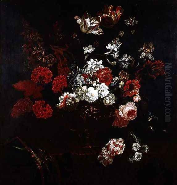 Still Life of Flowers in a Copper Vase Oil Painting by Pauwel Casteels