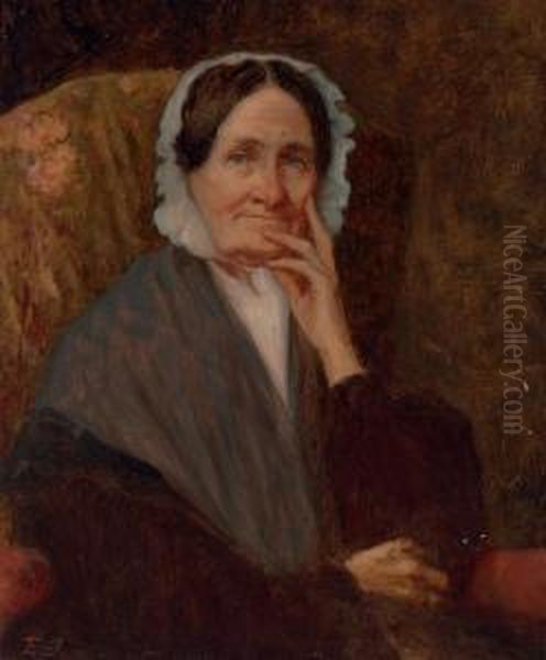 Portrait Of Mrs. Cross Oil Painting by Eastman Johnson