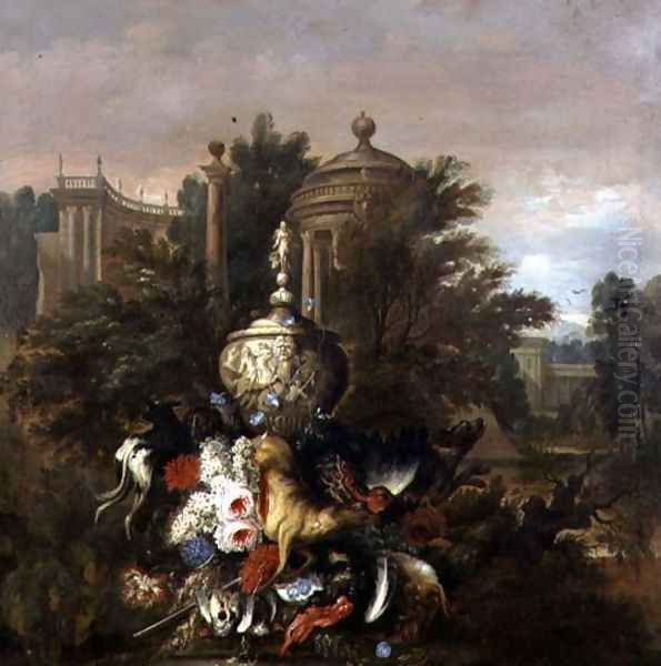 Dead Game and Flowers, 1708 Oil Painting by Pauwel Casteels