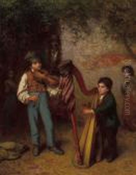 The Young Musicians Oil Painting by Eastman Johnson