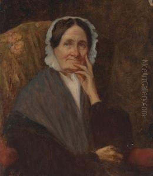 Portrait Of Mrs. Cross Oil Painting by Eastman Johnson