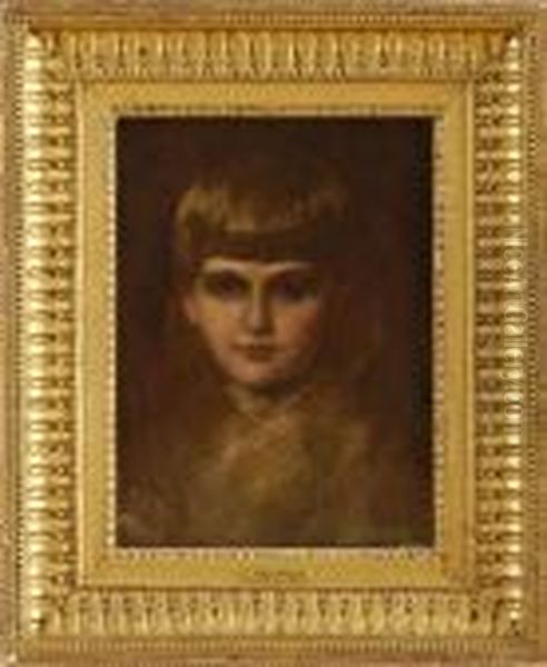 Portrait Of A Young Girl Oil Painting by Eastman Johnson