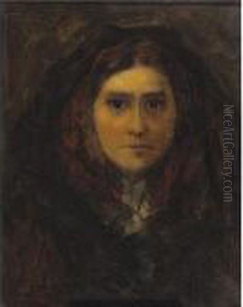 Woman Wearing A Hood Oil Painting by Eastman Johnson