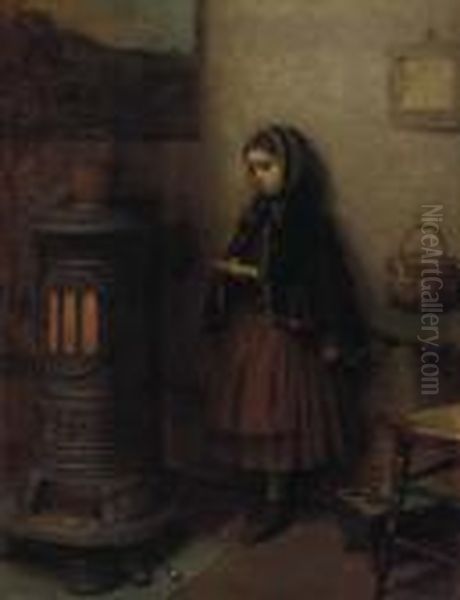 Warming Her Hands Oil Painting by Eastman Johnson