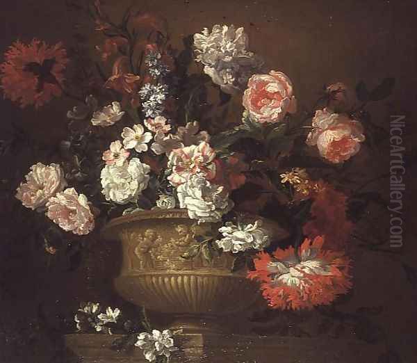 Still Life of Flowers in an Urn Oil Painting by Pauwel Casteels