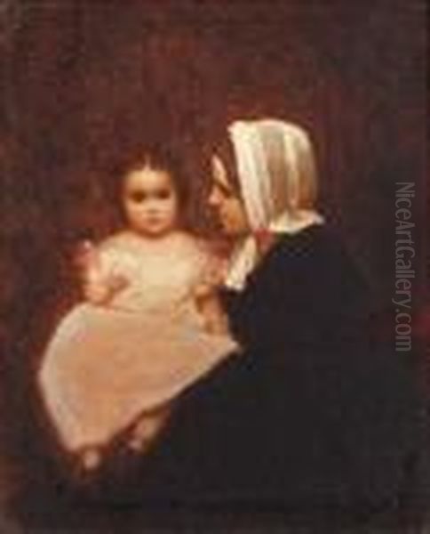 Mother And Child Oil Painting by Eastman Johnson