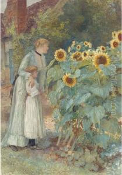 Watching The Butterflies Oil Painting by Edward Killingworth Johnson