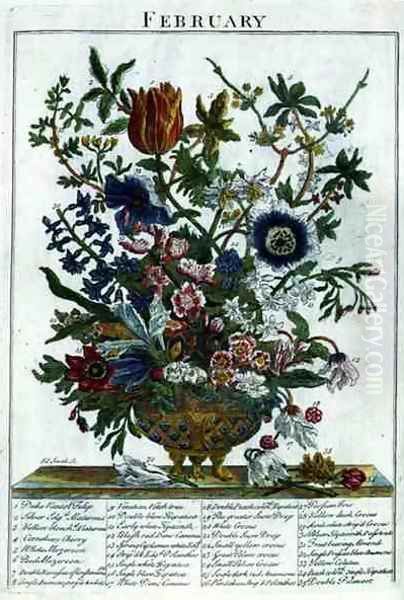 February, from 'The Flower Garden Displayed' Oil Painting by Pauwel Casteels