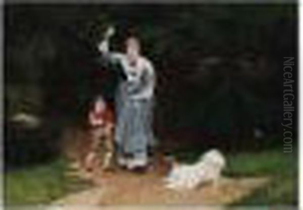 The Playful Pet Oil Painting by Edward Killingworth Johnson