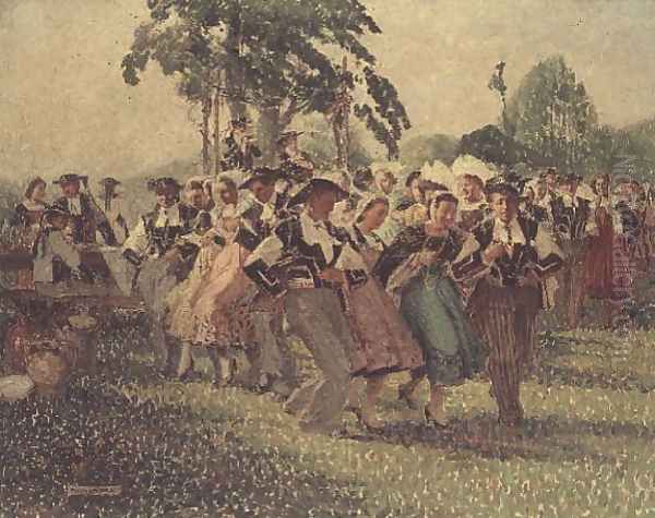 Dance at Pontivy, 1930 Oil Painting by Pierre Louis Cadre