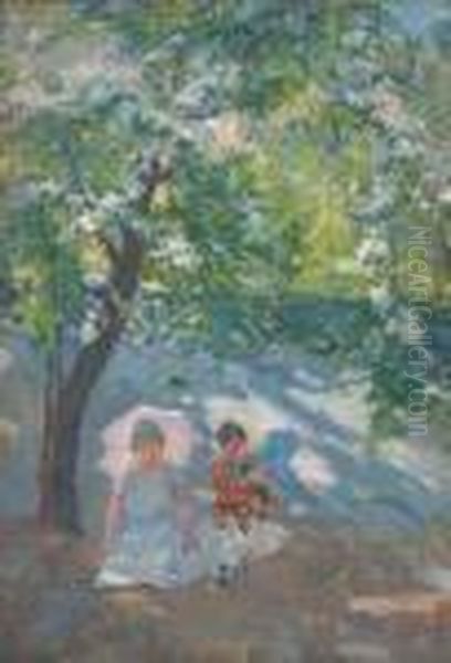 Under The Parasol Oil Painting by Ernest Borough Johnson