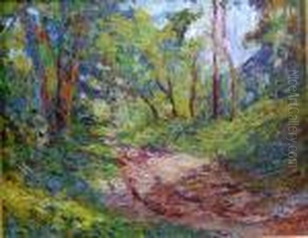 Sunlit Pathway Oil Painting by Francis Norton Johnson