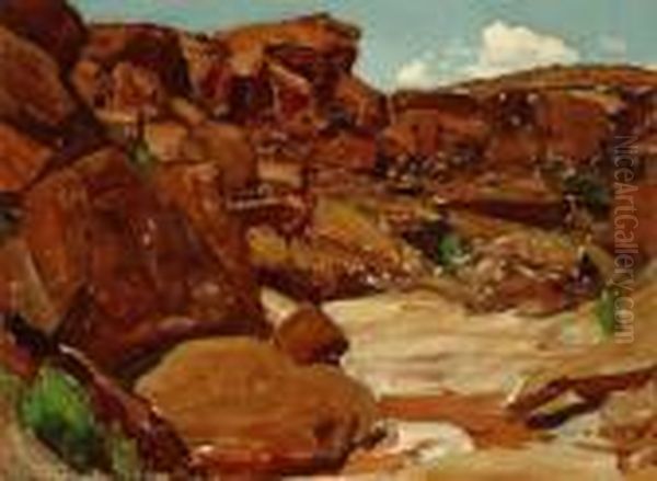 Red Rocks Oil Painting by Frank Tenney Johnson