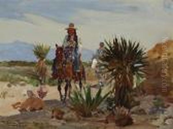 Indians On Horseback Oil Painting by Frank Tenney Johnson