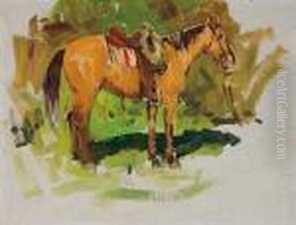 Orange Horse Oil Painting by Frank Tenney Johnson