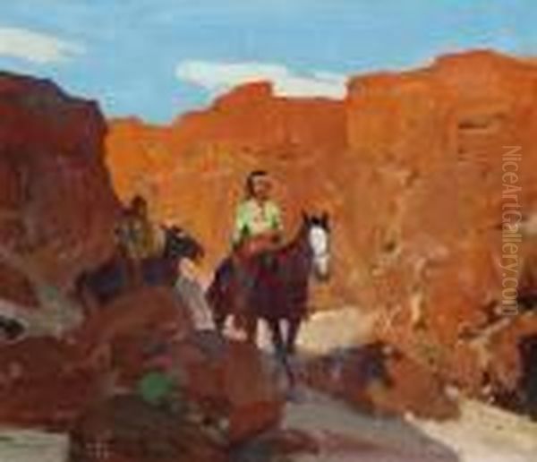 Out Of The Canyon Oil Painting by Frank Tenney Johnson