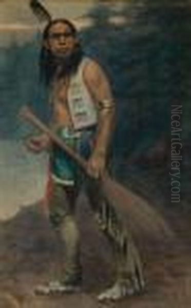 Title: Indian Brave Oil Painting by Frank Tenney Johnson