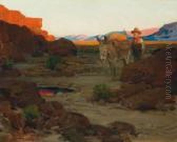 Title: The Pool In The Desert Oil Painting by Frank Tenney Johnson