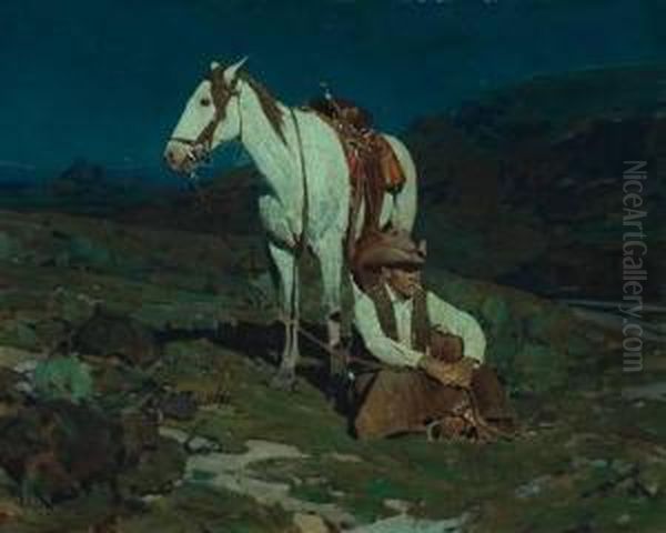 Title: The Night Hawk Oil Painting by Frank Tenney Johnson