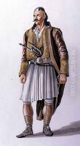 Captain of Suliote Albanians, illustration from Canto II of 'Child Harold's Pilgrimage', 1822 Oil Painting by Joseph Cartwright