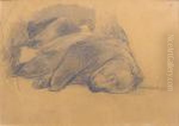 Sleeping Bear Study Oil Painting by Frank Tenney Johnson