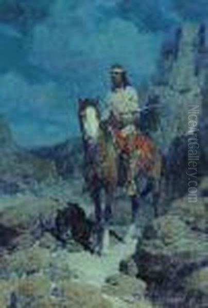 Apache Scout Oil Painting by Frank Tenney Johnson