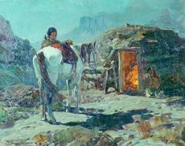 Home Of The Navajo Oil Painting by Frank Tenney Johnson